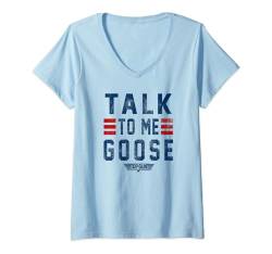 Top Gun Talk To Me Goose Bold Text Stack T-Shirt mit V-Ausschnitt von Top Gun