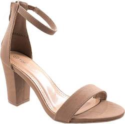 Damen Mode Knöchelriemen Abendkleid High Heel Sandalen Schuhe, Beige (New Tan), 35.5 EU von Top Moda