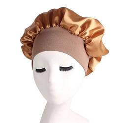 2Stück Gold, Seidenhaarwickel zum Schlafen Haarmütze Nachtschlafmütze, für Frauen Mädchen, Haarpflege Kopfbedeckung elastischer Hut, für schwarzes lockiges Haar von TopHomer