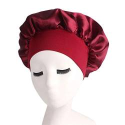 2Stück Rot, Seidenhaarwickel zum Schlafen Haarmütze Nachtschlafmütze, für Frauen Mädchen, Haarpflege Kopfbedeckung elastischer Hut, für schwarzes lockiges Haar von TopHomer