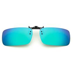 Polarisierte Clip-On-Sonnenbrille, UV400 Flip-Up-Sonnenbrille, polarisierte Linsen, Clip, Tag, Nachtsicht, passt über Blendschutz für Männer und Frauen, Fahren, Angeln, Outdoor, Blaugrün von TopHomer