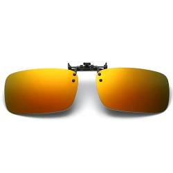 Polarisierte Clip-On-Sonnenbrille, UV400 Flip-Up-Sonnenbrille, polarisierte Linsen, Clip, Tag-Nachtsicht, passt über Blendschutz für Männer und Frauen, Fahren, Angeln, Outdoor, Orange von TopHomer