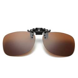 Polarisierte Clip-On-Sonnenbrille, UV400-Sonnenbrille, polarisierter Linsenclip, passt über die Brille, Flip-Up-Funktion, blendfrei für Männer und Frauen, Fahren, Angeln, Outdoor (Dunkelbraun) von TopHomer