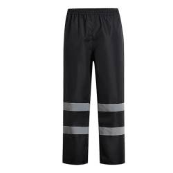 TopHomer Regenhose für Damen & Herren, Wasserdicht Fahrrad Regenhose mit Reflektoren, Leichte Atmungsaktive Hose (Schwarz, L) von TopHomer