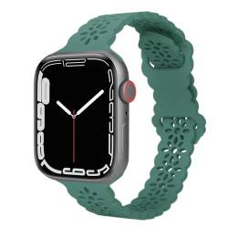 TopPerfekt Spitze Silikonband kompatibel mit Apple Watch Armband 42 mm 44 mm 45 mm, Frauen schlankes, bequemes und atmungsaktives Sportarmband mit klassischem Verschluss für iWatch Serie SE 7 6 5 4 3 2 1 von TopPerfekt