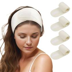 TOPTIE 4 Stück Samt-Spa-Stirnband, Hauthaarband für Damen, Make-up, verstellbarer Gesichtshaarwickel von TopTie