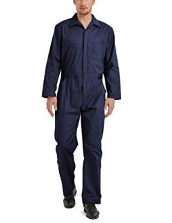 TopTie Herren-Overall, Druckknöpfe und Reißverschluss vorne, Arbeitskleidung, navy, XXL von TopTie