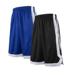 TopTie Herren Sport Shorts, Basketball Trainingsshorts Kurze Sporthose mit Taschen-2 Stück Schwarz/Blau-L von TopTie