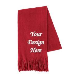 TopTie Individueller Schal Personalisierter Schal für Männer und Frauen Winterschal Herbstschal mit Logo- Rot von TopTie