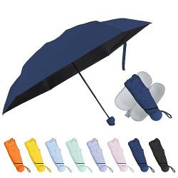 TopTie Mini-Regenschirm Klein Taschenschirm Faltbarer Reiseschirm Windfest UV Schutz Sonnenschirm mit Etui- Marine von TopTie