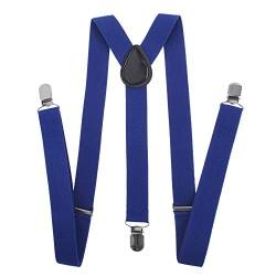 TopTie Unisex-Hosenträger Einfarbiger Y-Back-Clip-Hosenträger - 1 Zoll breites Blau von TopTie