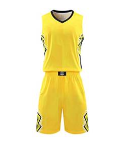 Topeter Jungen Mesh Jersey Blank Team Uniform Basketball Shorts für Sport Scrimmage Gelb 4XL von Topeter