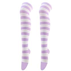 Damen Extra Lange Socken Halloween Socken Hühnerfüße Strümpfe Fun Lustige Socken Hühner Socken Überknie Lange Kniestrümpfe Overknee Strümpfe mit Streifen Retro Schüler Überknie (B-White, One Size) von Topgrowth Accessorio