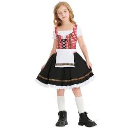 Topgrowth Accessorio Kinder Kleinkind Baby Mädchen Frühling Sommer Print Cosplay Oktoberfest Rüschen Kurzarm Prinzessin Kleid (Z-Black, 5-6 Years) von Topgrowth Accessorio