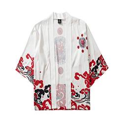 Tophappy Japanische Sommer-Kimono-Robe mit drei Ärmeln, japanische Herren- und Damen-Manteljacke, Herren-Frühlings- und Sommer-Kimono-Cardigan, japanische bedruckte dünne Jacke von Tophappy