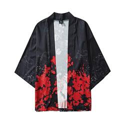 Tophappy Japanische Sommer-Kimono-Robe mit drei Ärmeln, japanische Herren- und Damen-Manteljacke, Herren-Frühlings- und Sommer-Kimono-Cardigan, japanische bedruckte dünne Jacke von Tophappy