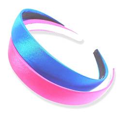 Topkids Accessories 2,5 cm Satin Haargummis Erwachsene Frauen Stirnband Stirnbänder für Damen Haar Haarschmuck für Frauen Damen Stirnbänder Mädchen Stirnbänder (2er Set, Königsblau + Fuchsia) von Topkids Accessories