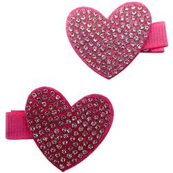 Topkids Accessories Diamante Herz Haarspangen Frauen und Mädchen, Haarschmuck für Frauen, Rosa Haarspangen, Kleine Haarspangen, Mini Haarspangen, Kinder Haarschmuck (Fuchsia) von Topkids Accessories