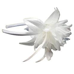 Topkids Accessories Fascinator, Haarschmuck, Fascinator, Haarspange, Hochzeitshüte, königlicher Ascot, Fascinator auf transparentem Kamm oder Haarreif, geeignet für Mädchen, Frauen, Damen (weiß auf von Topkids Accessories