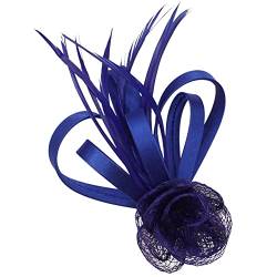 Topkids Accessories Mini-Faszinator-Haarspangen, kleine Faszinator-Blumen-Haarspange, Hochzeits-Clip, königlicher Ascot-Hut (Königsblau) von Topkids Accessories