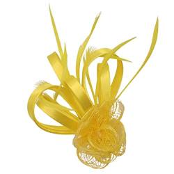 Topkids Accessories Mini-Faszinator-Haarspangen, kleine Faszinator-Faszinator-Blumen-Haarspange, Hochzeitsklammer, königlicher Ascot-Hut (gelb) von Topkids Accessories