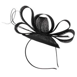 Topkids Accessories Sinamay Faszinator Stirnband Haarschmuck Haarschmuck mit Netzschlaufen & Straußen-Federhüte Hochzeitsmützen (schwarz) von Topkids Accessories