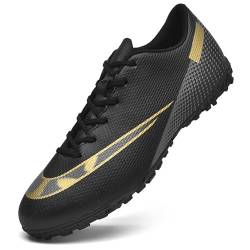 Topwolve Fußballschuhe Herren Microfaser Cleats Athletics Fußballschuhe Kinder Jugendliche Erwachsene Trainingsschuhe Professionelle Outdoor Sport Football Schuhe Unisex,Schwarz,35 EU von Topwolve