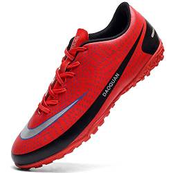 Topwolve Fußballschuhe Herren Microfaser Cleats Athletics Trainingsschuhe Professionelle Outdoor Football Schuhe Unisex Rot 36EU von Topwolve