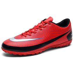 Topwolve Fußballschuhe Herren Microfaser Cleats Athletics Trainingsschuhe Professionelle Outdoor Football Schuhe Unisex Rot 41EU von Topwolve