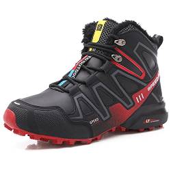 Topwolve Herren Wanderschuhe Warme Gefütterte Rutschfest Trekkingschuhe Leichte Outdoorschuhe Atmungsaktiv Wanderhalbschuhe Männer Bequeme Sportschuhe Kletterschuhe Schwarz rot 44 EU von Topwolve