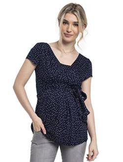 Damenshirt Langarm, Shirt für Schwangere, Stillshirt, Modell: GESSA, Kurzarm, dunkelblau-Weiss, L von Torelle Maternity Wear