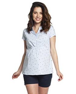 Torelle Damen 2in1 Bluse für Schwangere mit Stillfunktion, Modell: Melba, Kurzarm, hellblau, S von Torelle Maternity Wear