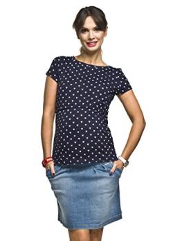 Torelle Damen 2in1 Umstandsshirt mit Stillfunktion, Modell: GAJA, Kurzarm, dunkelblau mit Herz, S von Torelle Maternity Wear