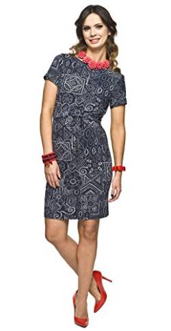 Torelle Maternity Wear Kleid für Schwangere mit Stillfunktion, Umstandskleid mit Stillfunktion, Modell: MINO, Kurzarm, dunkelblau-Weiss, L von Torelle Maternity Wear