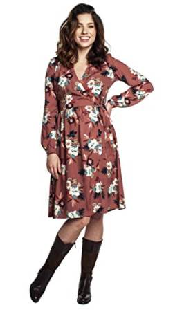 Torelle Maternity Wear Umstandskleid festlich Damenkleid Stillkleid, Modell: Vivien, Langarm, braun mit Blumen, XL von Torelle Maternity Wear