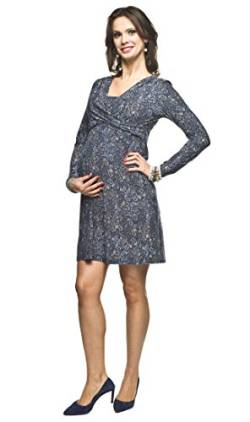 Torelle Maternity Wear Umstandsmode Sommer Kleid zum Stillen, Umstandskleid, Modell: Marie, Langarm, blau mit Muster, L von Torelle Maternity Wear