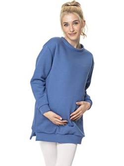 Torelle Maternity Wear Umstandspulli Baumwolle, Stillpullover, Pullover Oversize Damen 3in1, Modell: MORINA, blau, M von Torelle Maternity Wear