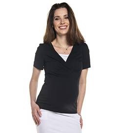 Torelle Maternity Wear Umstandsshirt Kurzarm Baumwolle Stillshirt Simone, Kurzarm, schwarz, XL von Torelle Maternity Wear