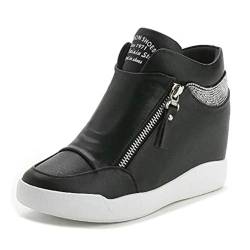 Damen High Top Versteckte Ferse Trainer Schuhe Plattform Gym PU Casual Sport High Heels Höhe Zunehmende Keil Turnschuhe von Toride