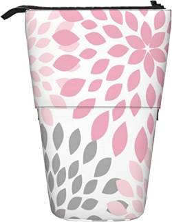 Torribala Teleskop-Federmäppchen, abstrakte rosa graue Blumen, natürlicher, Wilder Blumenständer, Bleistifthalter mit Reißverschluss, Make-up-Tasche, Bleistiftbeutel, Stifttasche von Torribala