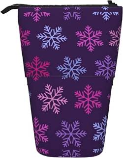 Torribala Teleskop-Federmäppchen, weihnachtlicher lila Schneeflocke-Ständer, Bleistifthalter mit Reißverschluss, Make-up-Tasche, Federmäppchen, Federmäppchen von Torribala