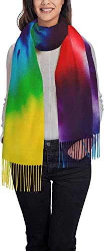 Torribala Tie Dye bunter Regenbogenschal für Frauen und Mädchen Quastenschals weicher Kaschmirschal warmer Schal Damengeschenk 192 x 75 cm von Torribala