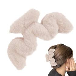 Flauschiger Krallenclip - Plüsch-Haarspangen in Wellenform - Große Klammerklammer, Haarschmuck für dickes langes Haar, große Haarspange für Frauen und Mädchen für den täglichen Gebrauch Toseky von Toseky