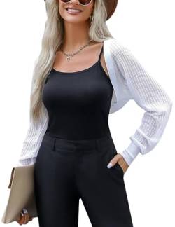 Totatuit Bolero Damen Boleros Kurz Oversize Strickpullover Y2K Crop Top Shrug Herbst Frühling Strickjacke Cardigan Sweater von Totatuit