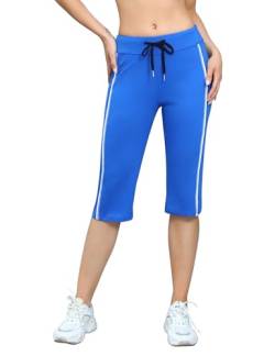 Totatuit Damen 3/4 Jogginghose Sommer Yoga Trainingshose Baumwolle Sporthose für Sport und Freizeit Fitness Activewear Leggings Sport & Outdoor Hosen mit Tasche von Totatuit