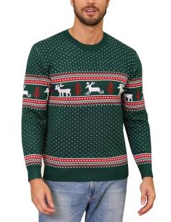 Totatuit Weihnachtspullover Herren Rundhals Weihnachten Pulli Lustige Strickpullover Xmas Gestrickte Jumper Ugly Christmas Sweater mit Weihnachtsbaum Grün-Herren XXL von Totatuit