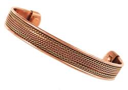 Touchstone Copper Magnetic Handgeschmiedet mit massivem und dickem Spiraldrahtmuster im tibetischen Stil, minimalistische Eleganz, reines Kupferarmband in zwei Tönen. von Touchstone