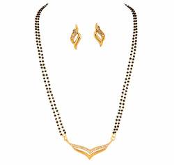 Touchstone Indian Bollywood White Rhines s Perlen ethnischen Mangalsutra Halskette Set Schmuck für Damen Gold von Touchstone