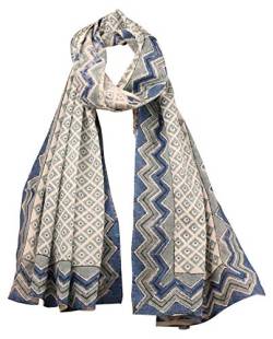Touchstone Indtresor Indian Heritage Cotton Fabric Stole Scarf for women. (Pack of 1). Blue von Touchstone