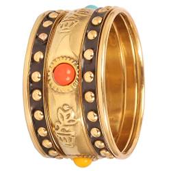 Touchstone NEU Indische Bollywood Mode Ziemlich handgefertigte Topf Floral Multicolor Stones Designer Schmuck Armbänder Armreif in Antikem Goldton Set von 5 für Frauen. von Touchstone